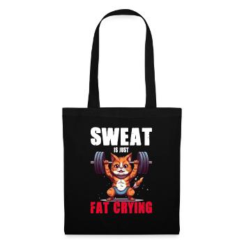 Lustige Katze Workout Sweat Is Just Fat Crying - Stoffbeutel - Schwarz - Vorne