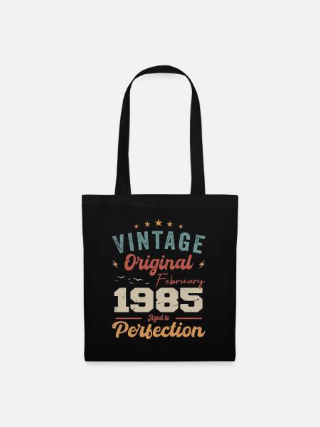 Nacido en febrero de 1985, añada 1985, cumpleaños - Bolsa de tela - negro