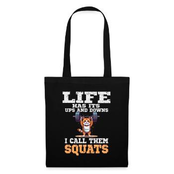 Lustige Katze Squat Gym Workout Fitness für - Stoffbeutel - Schwarz - Vorne
