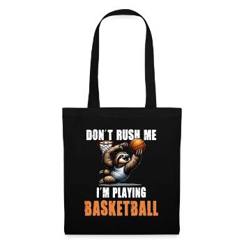 Faultier Basketball Ich hetze nicht ich spiele - Stoffbeutel - Schwarz - Vorne