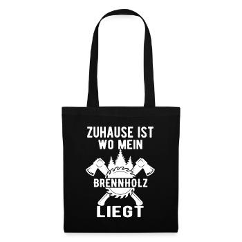 Zuhause ist wo mein Brennholz liegt - Stoffbeutel - Schwarz - Vorne