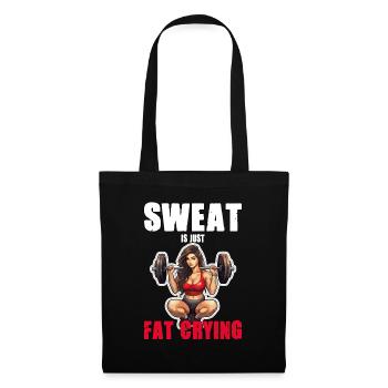 Lustige Katze Workout Sweat Is Just Fat Crying - Stoffbeutel - Schwarz - Vorne