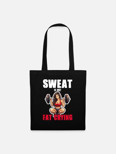 Lustige Katze Workout Sweat Is Just Fat Crying - Stoffbeutel - Schwarz