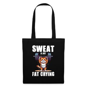 Lustige Katze Workout Sweat Is Just Fat Crying - Stoffbeutel - Schwarz - Vorne
