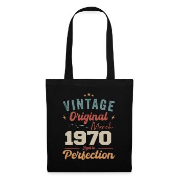 März 1970 Jahrgang geboren Vintage Geburtstag - Stoffbeutel - Schwarz - Vorne