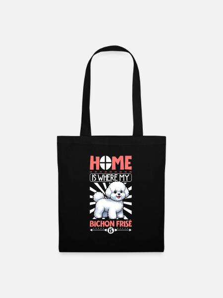 Zuhause - Bichon Frisé - Stoffbeutel - Schwarz