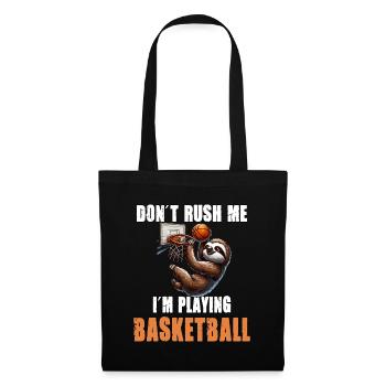 Faultier Basketball Ich hetze nicht ich spiele - Stoffbeutel - Schwarz - Vorne