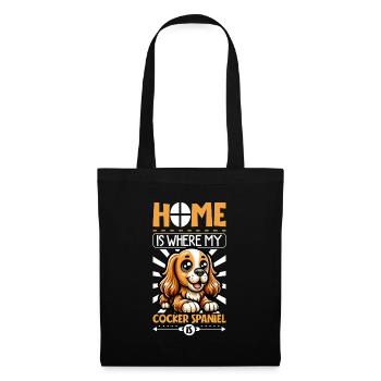 Zuhause - English Cocker Spaniel - Stoffbeutel - Schwarz - Vorne