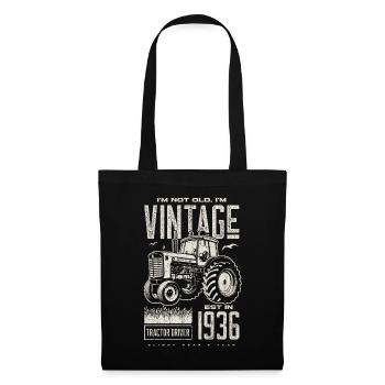 Tracteur Vintage Farmer Anniversaire Né En 1936 - Sac en tissu - noir - Devant