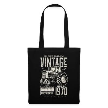 Tracteur Vintage Farmer Anniversaire Né En 1970 - Sac en tissu - noir - Devant