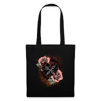 Tattoo Broken Heart with Thorns and Roses - Tote Bag - black - Front