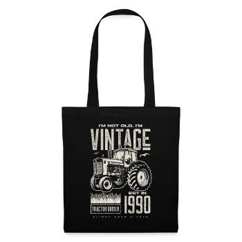 Tracteur Vintage Farmer Anniversaire Né En 1990 - Sac en tissu - noir - Devant