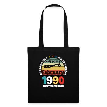 34 Jahre alt Baujahr 1990 Jahrgang Februar 1990 - Stoffbeutel - Schwarz - Vorne