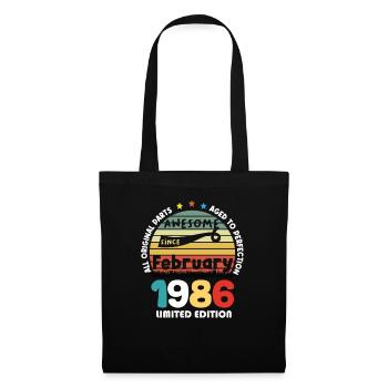 38 Jahre alt Baujahr 1986 Jahrgang Februar 1986 - Stoffbeutel - Schwarz - Vorne