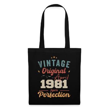 Vintage né avril 1981 cadeau d’anniversaire - Sac en tissu - noir - Devant
