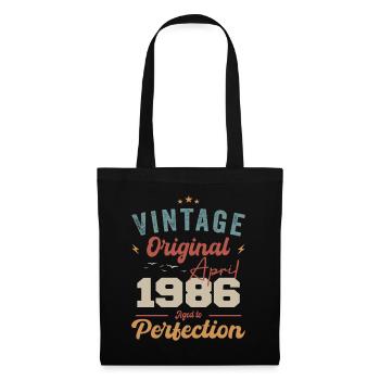 Vintage Geboren im April 1986 Geburtstagsgeschenk - Stoffbeutel - Schwarz - Vorne
