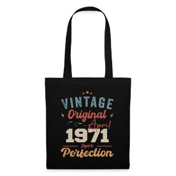 Vintage Geboren im April 1971 Geburtstagsgeschenk - Stoffbeutel - Schwarz - Vorne