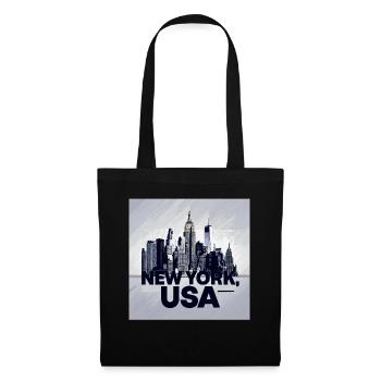 New York City Skyline - Stoffbeutel - Schwarz - Vorne