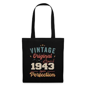 Vintage né en avril 1943 cadeau d’anniversaire - Sac en tissu - noir - Devant