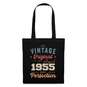 Vintage Geboren im April 1955 Geburtstagsgeschenk - Stoffbeutel - Schwarz - Vorne