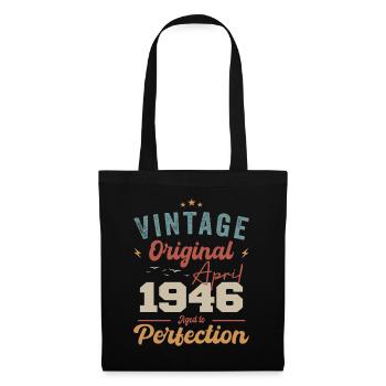 Vintage Geboren im April 1946 Geburtstagsgeschenk - Stoffbeutel - Schwarz - Vorne