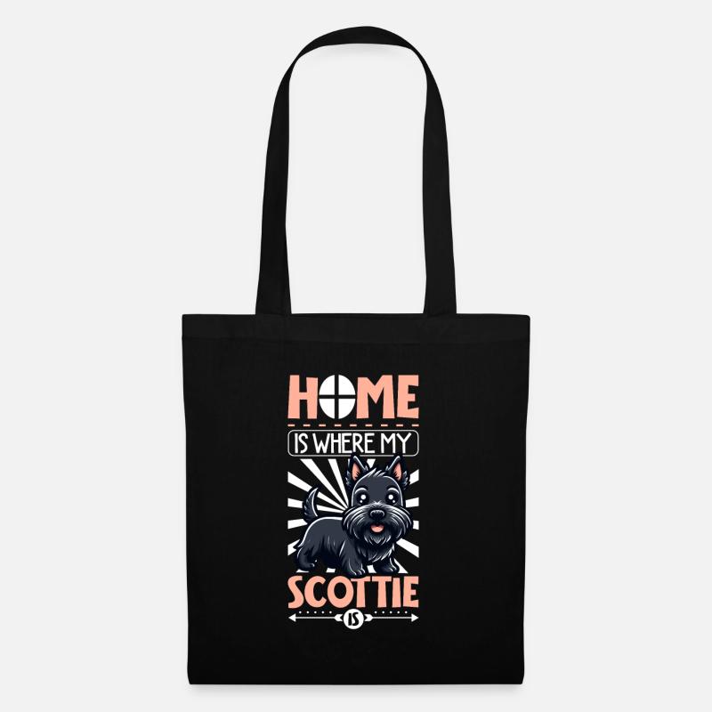 Zuhause - Scottish Terrier - Stoffbeutel - Schwarz