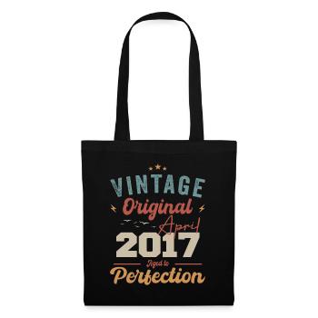 Vintage Geboren im April 2017 Geburtstagsgeschenk - Stoffbeutel - Schwarz - Vorne