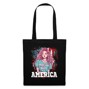 Patriotisches Amerikanisches Mädchen USA für - Stoffbeutel - Schwarz - Vorne