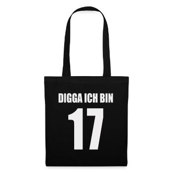 Digga, ich bin 17 – Jugendstil - Stoffbeutel - Schwarz - Vorne