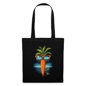 Funky Karotte mit Sonnenbrille Strandgemüse - Stoffbeutel - Schwarz - Vorne