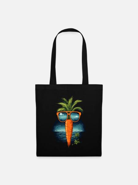 Funky Karotte mit Sonnenbrille Strandgemüse - Stoffbeutel - Schwarz
