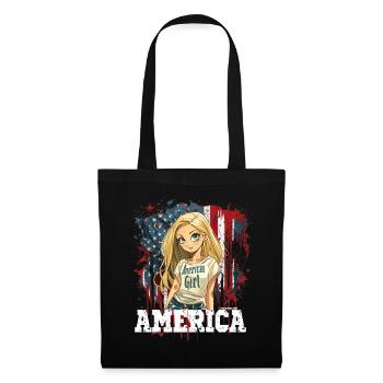 Patriotisches Amerikanisches Mädchen USA für - Stoffbeutel - Schwarz - Vorne