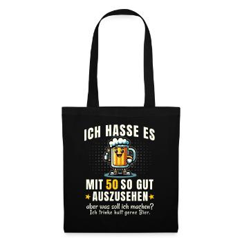 Funny beer motif 50th birthday - Tote Bag - black - Front