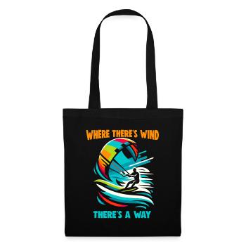 Kitesurf Là où il y a du vent, il y a un moyen - Sac en tissu - noir - Devant