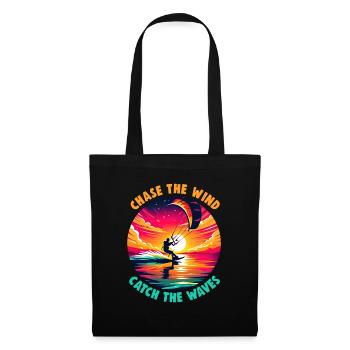 Kitesurfing Chase the wind catch the waves - Tote Bag - black - Front