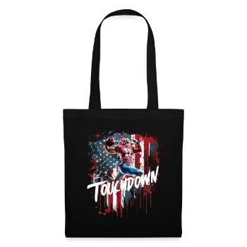 Touchdown Football Spieler Amerikanische Flagge - Stoffbeutel - Schwarz - Vorne