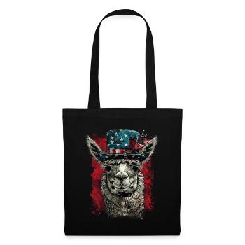 Coole Amerika Llama Sonnenbrille Patriotisch - Stoffbeutel - Schwarz - Vorne