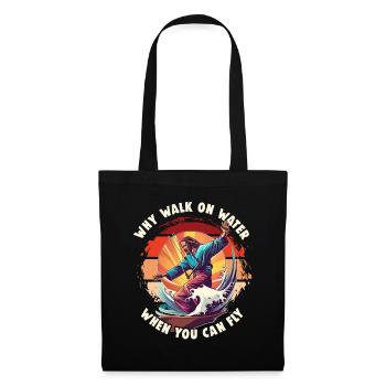 Kitesurfen Why Walk On Water Kitesurfer Jesus - Stoffbeutel - Schwarz - Vorne