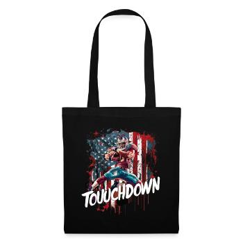 Touchdown Football Spieler Amerikanische Flagge - Stoffbeutel - Schwarz - Vorne