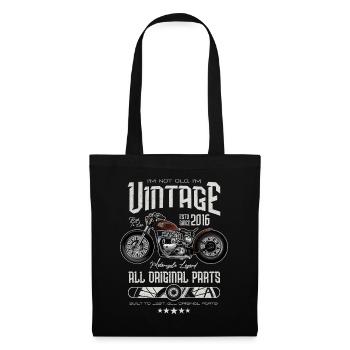 Vintage Motorrad Biker Motorrad Geburtstag 2016 - Stoffbeutel - Schwarz - Vorne