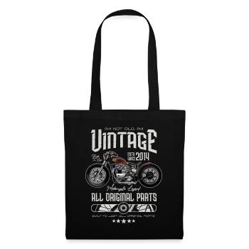 Vintage Motorrad Biker Motorrad Geburtstag 2014 - Stoffbeutel - Schwarz - Vorne