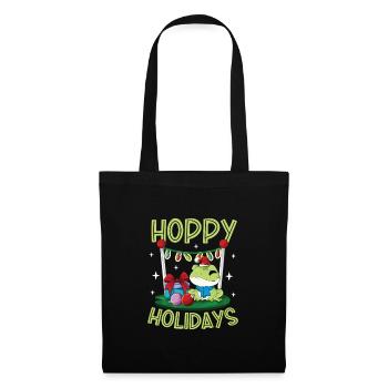 Hoppy Holidays - Weihnachten Frosch - Stoffbeutel - Schwarz - Vorne