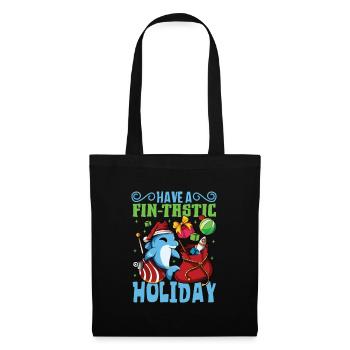 Have a fin-tastic holiday - Weihnachten Delfin - Stoffbeutel - Schwarz - Vorne