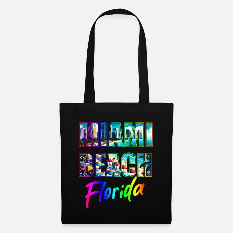 Miami Beach - Floride - Sac en tissu - noir