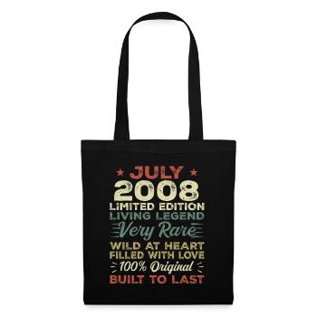 Geschenk Juli 2008 Jubiläum Juli 2008 Geburtstag - Stoffbeutel - Schwarz - Vorne