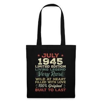 Cadeau Juillet 1945 Jubilé Juillet 1945 Anniversaire - Sac en tissu - noir - Devant