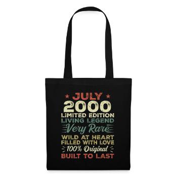 Geschenk Juli 2000 Jubiläum Juli 2000 Geburtstag - Stoffbeutel - Schwarz - Vorne
