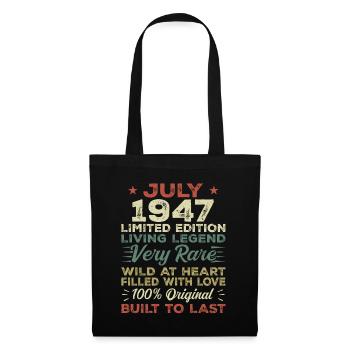 Cadeau Juillet 1947 Jubilé Juillet 1947 Anniversaire - Sac en tissu - noir - Devant