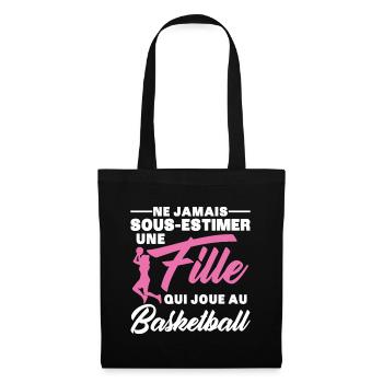 Ein Mädchen spielt Basketball Geschenk Humor - Stoffbeutel - Schwarz - Vorne