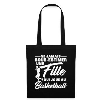 Ein Mädchen spielt Basketball Geschenk Humor - Stoffbeutel - Schwarz - Vorne